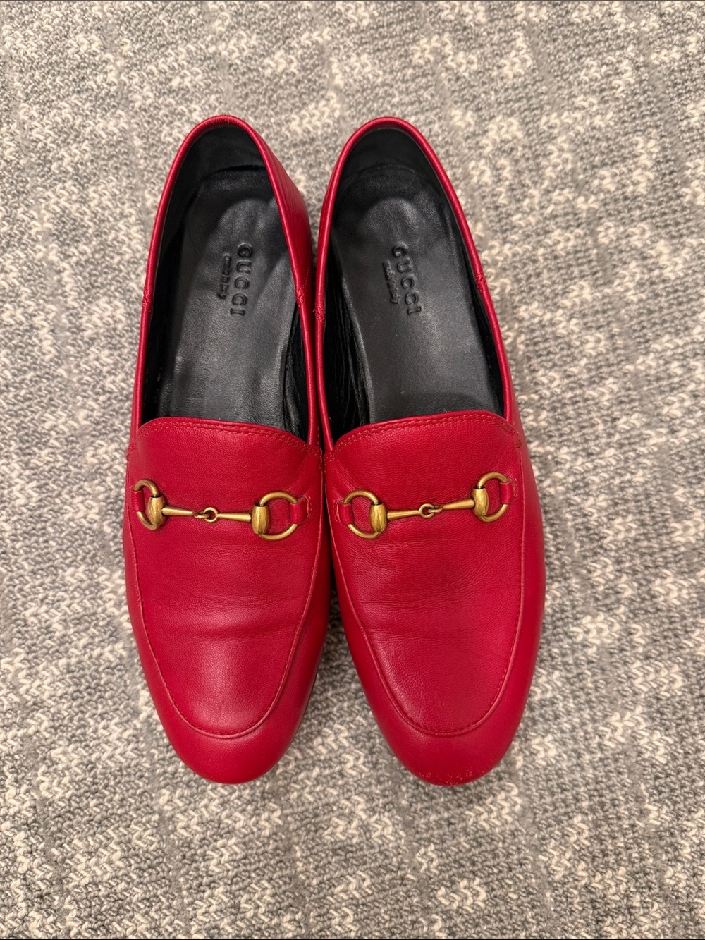 Gucci Red Leather Horsebit Loafers for Women